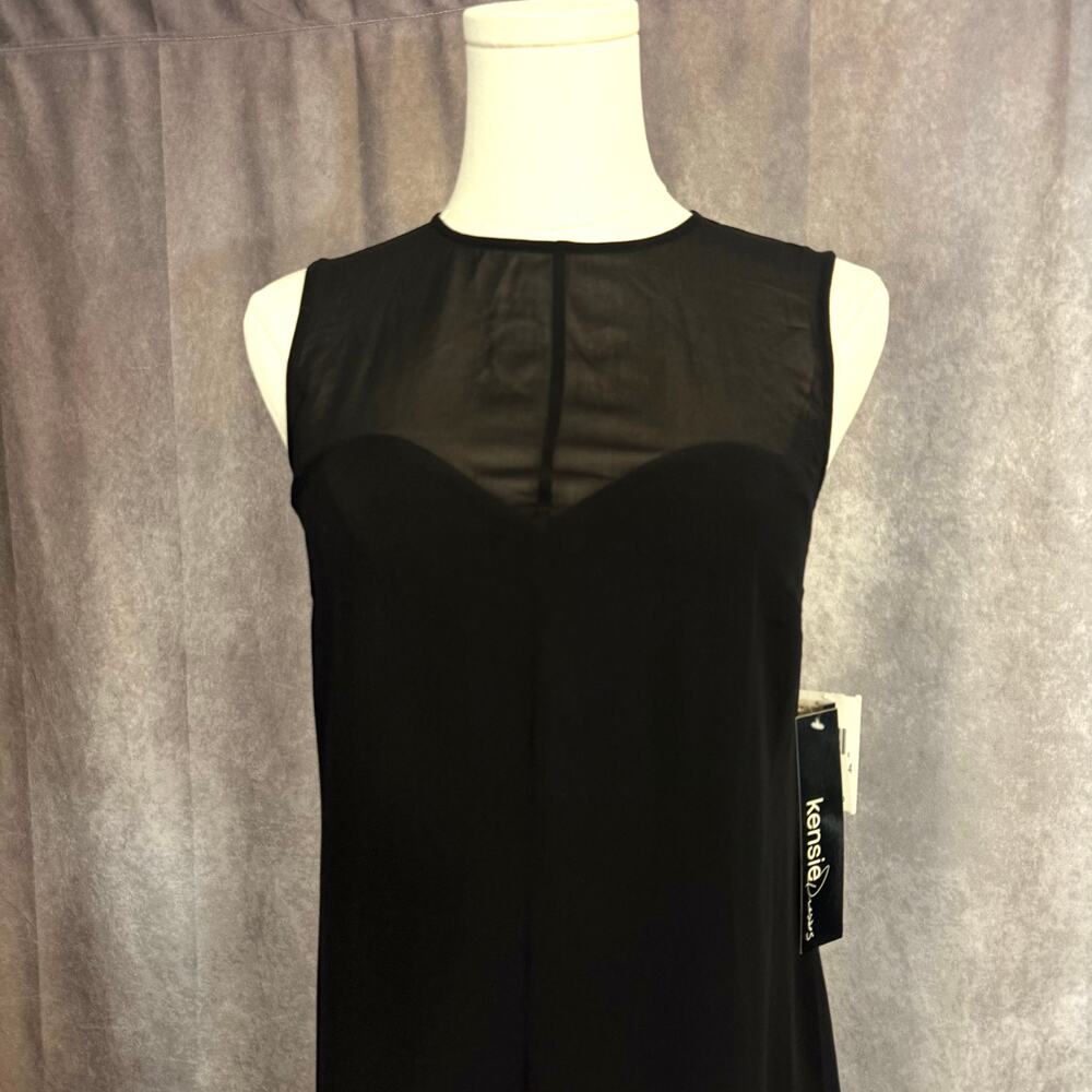 Kensie Black Sheer Formal Overlay Dress with Slip illusion neckline– Size 4 - Picture 5 of 11